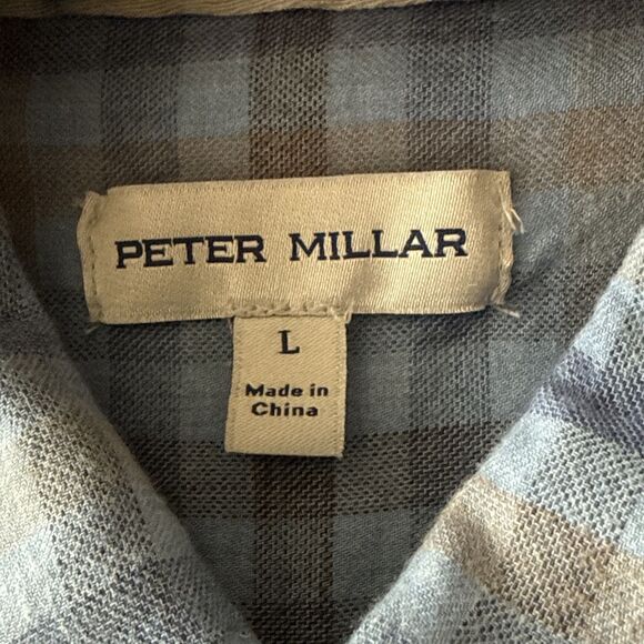 Peter Millar Mens Size Large Blue White Rock Cotton Sport Shirt‎ MF24W65LTF-CBLU - Picture 4 of 9